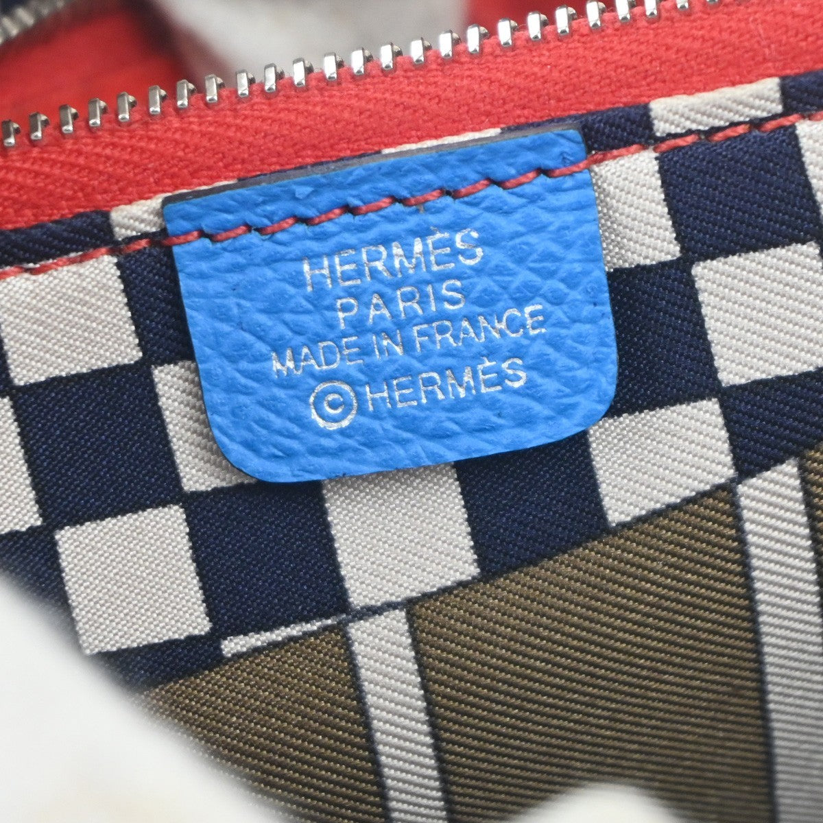 HERMES Logo Azap Zip Around Wallet Silk In Epson Leather Blue SHW France 80RL942