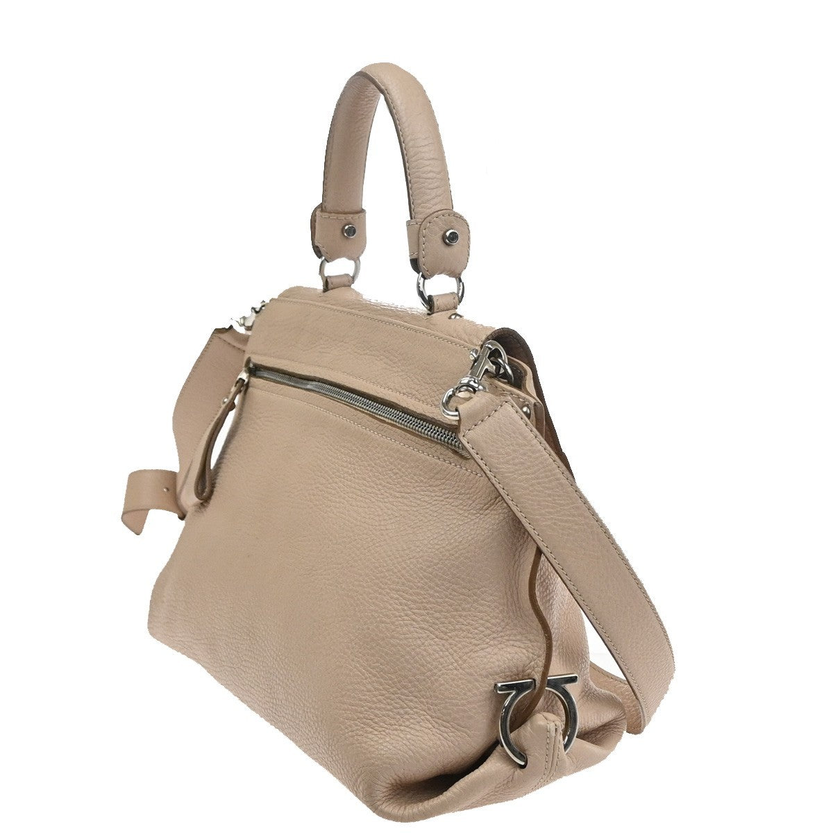 SALVATORE FERRAGAMO Logo Sofia Gancini 2Way Shoulder Hand Bag Leather BE 30YH886