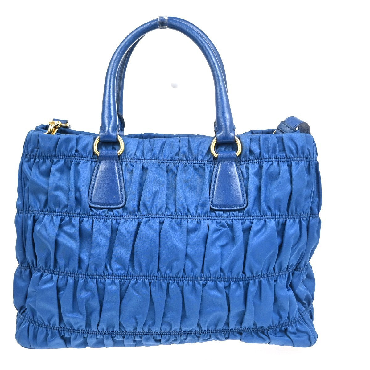 PRADA Tessuto 2way Shoulder Hand Gathered bag Bag Nylon Leather Blue GHW 76TA613
