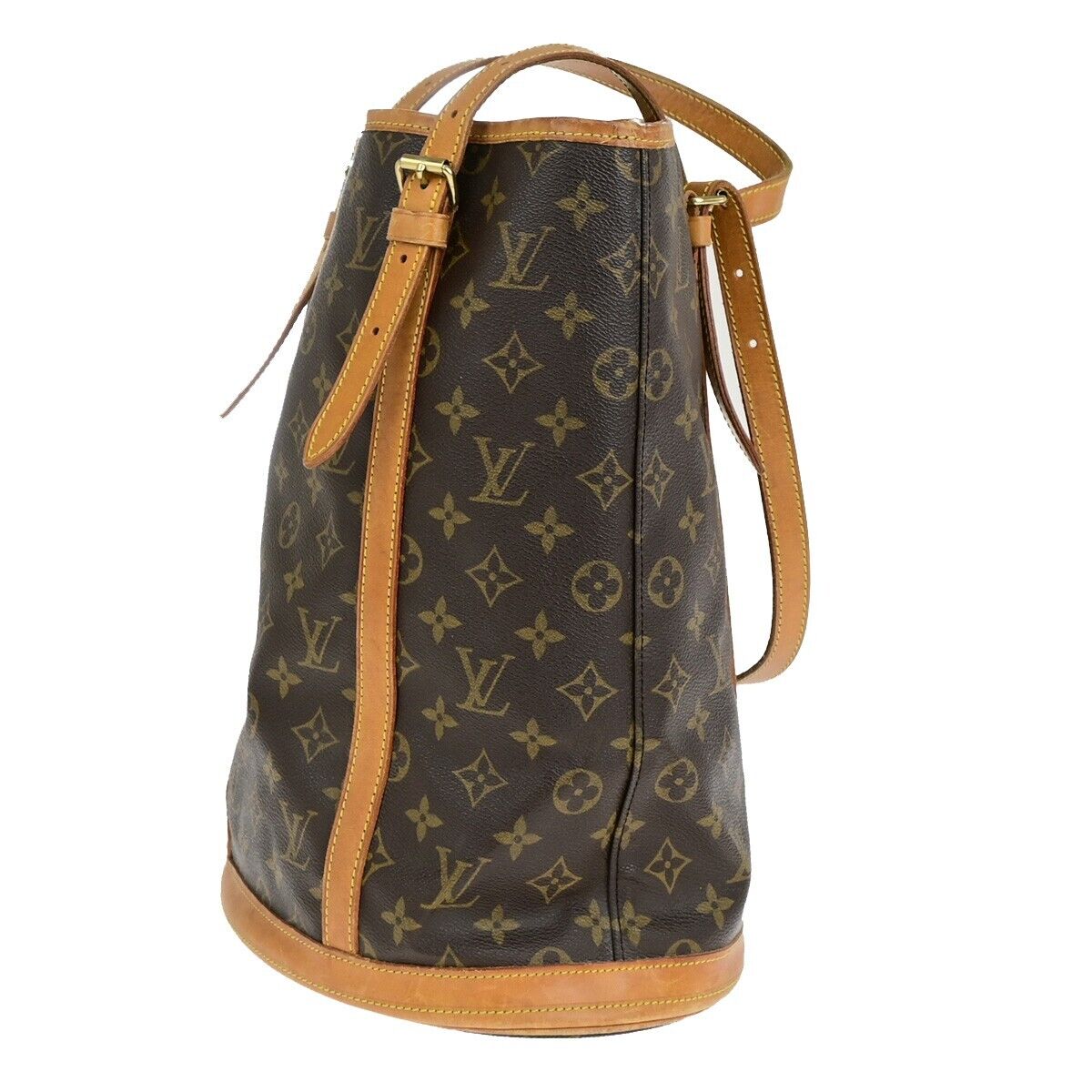 LOUIS VUITTON BUCKET GM Shoulder Tote Bag Monogram Leather Brown M42236 36ED121