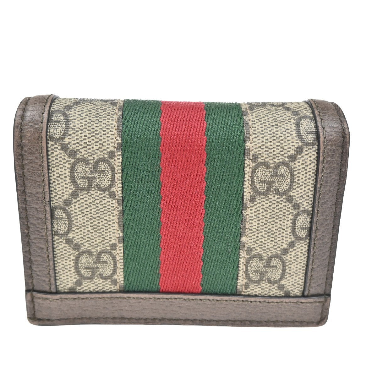 GUCCI Logo Sherry GG Pattern Compact Wallet Supreme Leather Brown GHW 31TA331