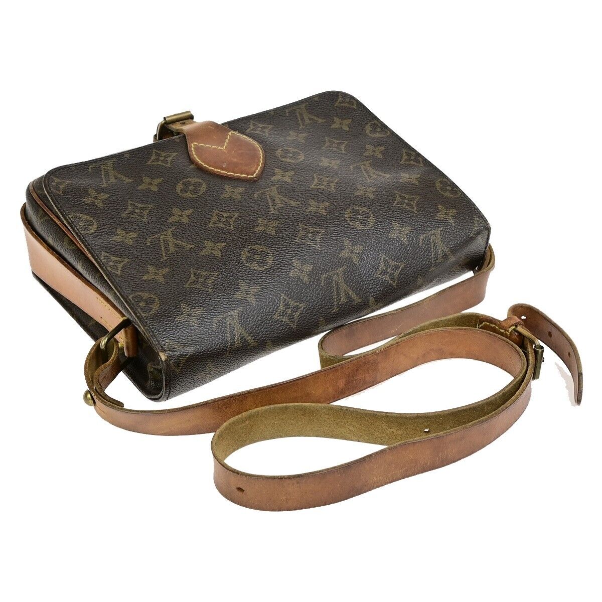 LOUIS VUITTON Cartouchiere GM Shoulder Bag Monogram Leather Brown M51252 64FB308