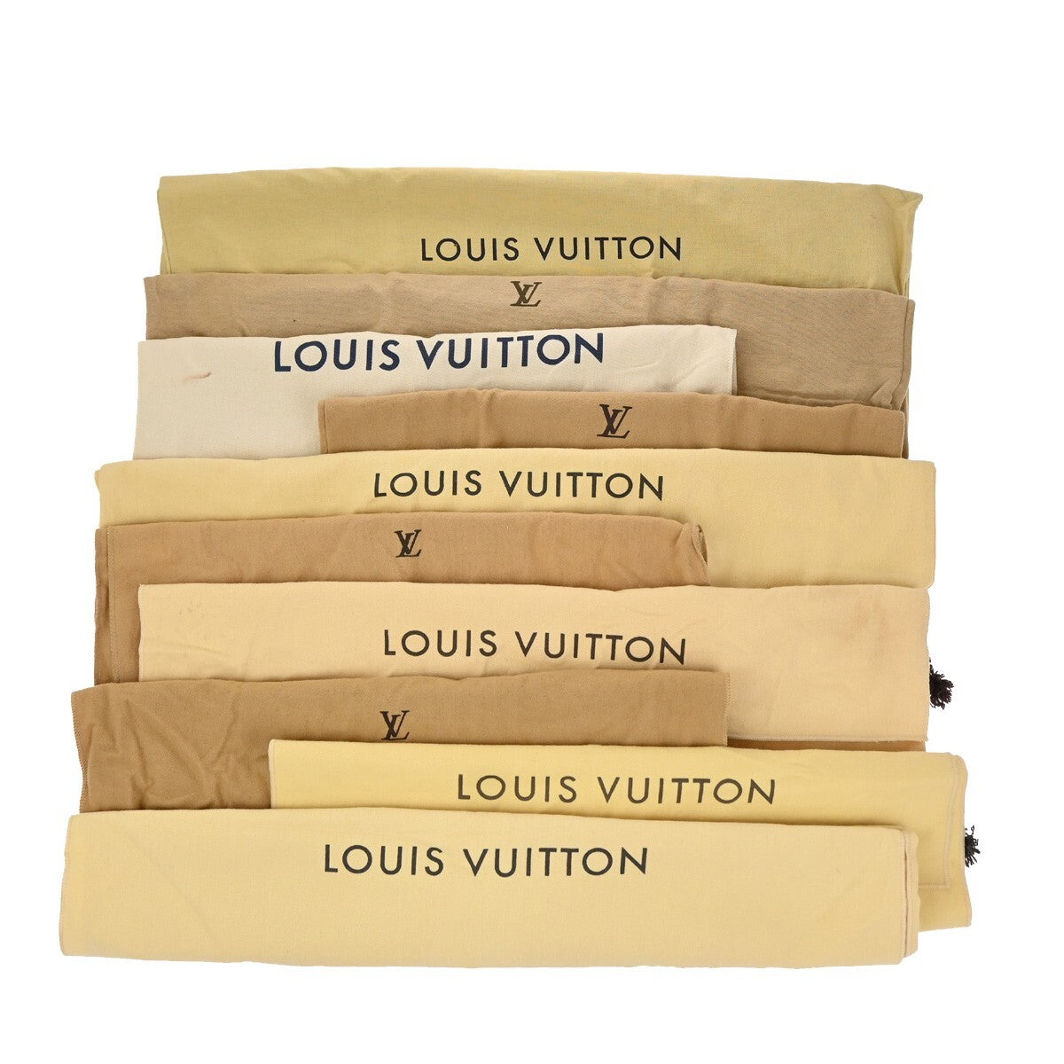 LOUIS VUITTON Logo 10 Set Dust Bag Drawstring Canvas Cotton Beige Brown 09EE128