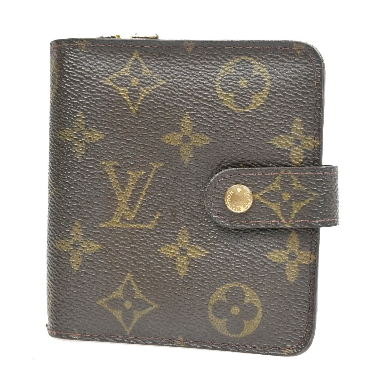 LOUIS VUITTON Compact Zip Bifold Wallet Monogram Leather Brown M61667 09FB576