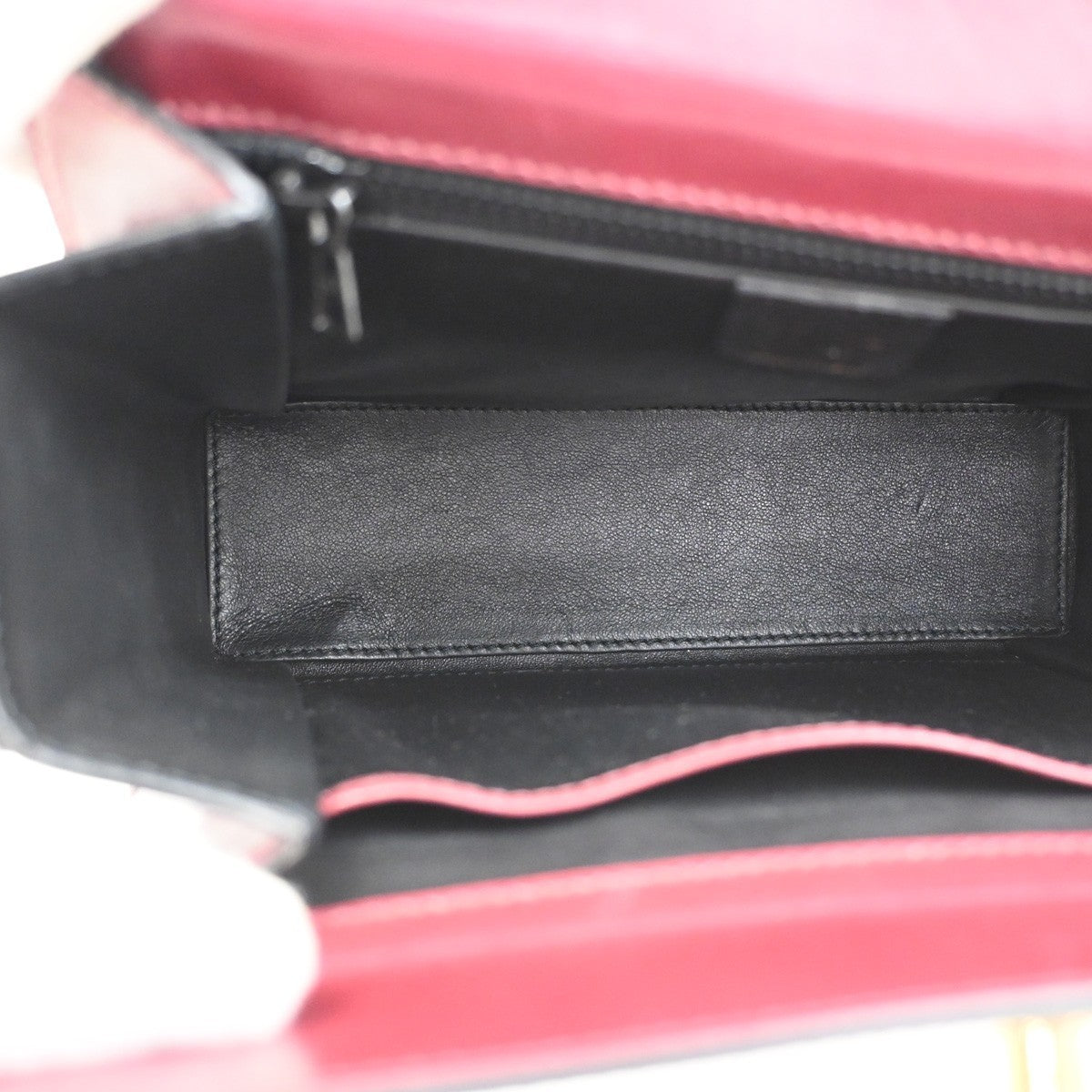 CELINE Logo Ring Shoulder Box Bag Leather Burgundy Italy GHW 38CA859
