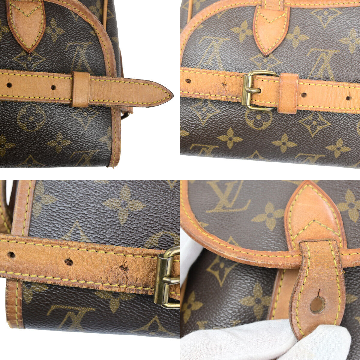 LOUIS VUITTON Gibeciere MM Shoulder Bag Monogram Leather Brown M42247 36YF451