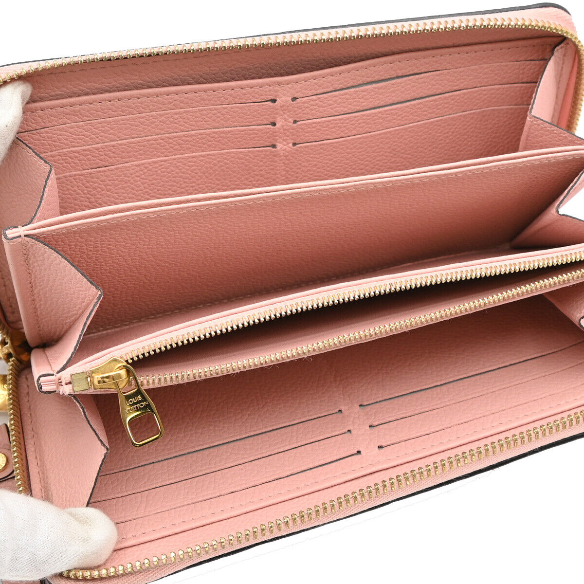 LOUIS VUITTON Zippy Wallet Long Monogram Empreinte Leather Rose M64090 89YE527