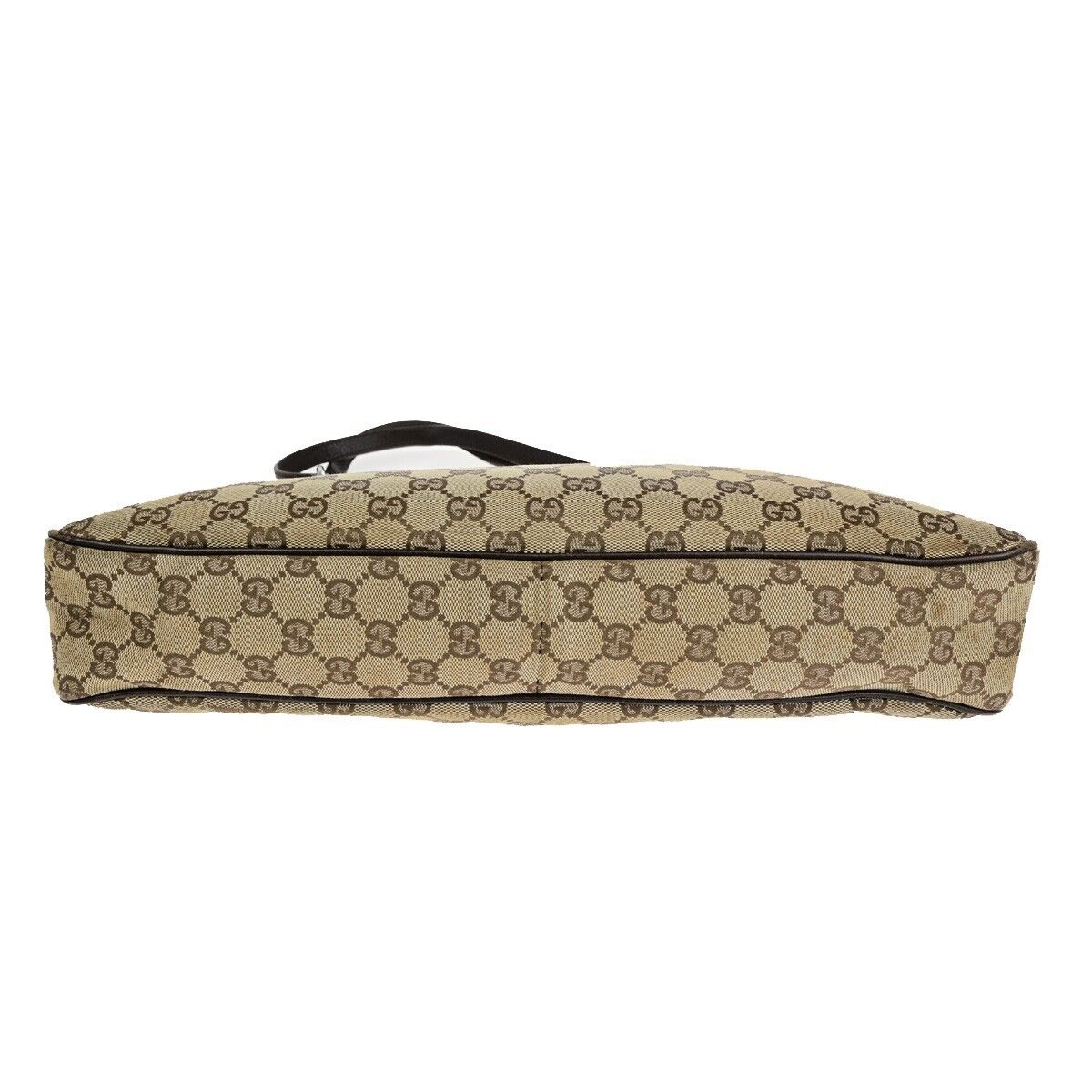 GUCCI Logo GG Pattern Shoulder Tote Bag Canvas Leather Brown GHW Italy 02EC081
