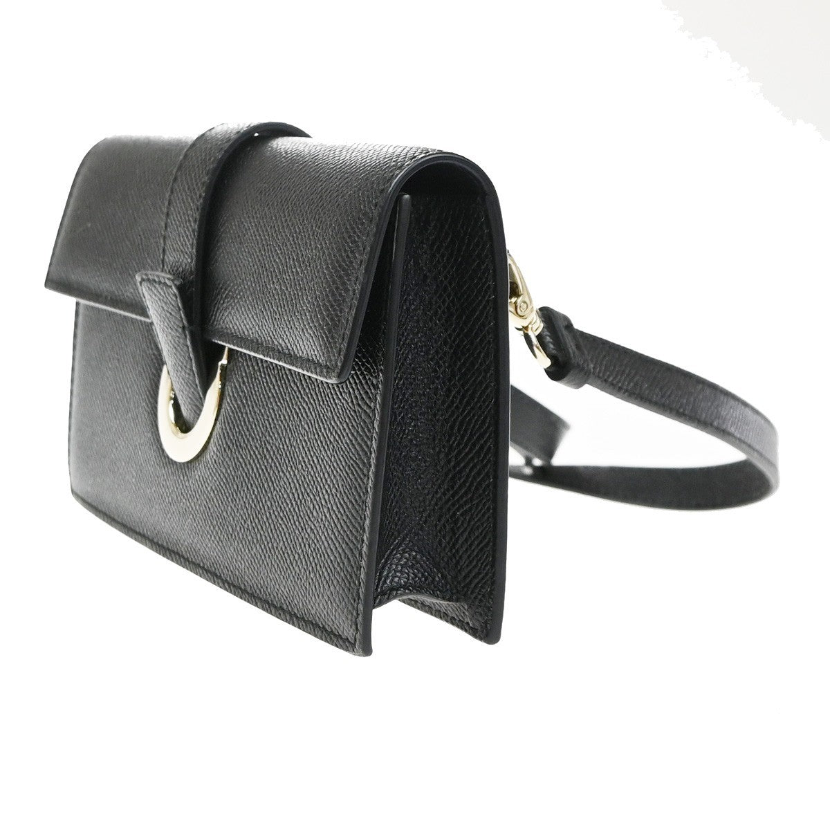 SALVATORE FERRAGAMO Logo Gancini Mini Shoulder Bag Leather Black GHW 37YH951