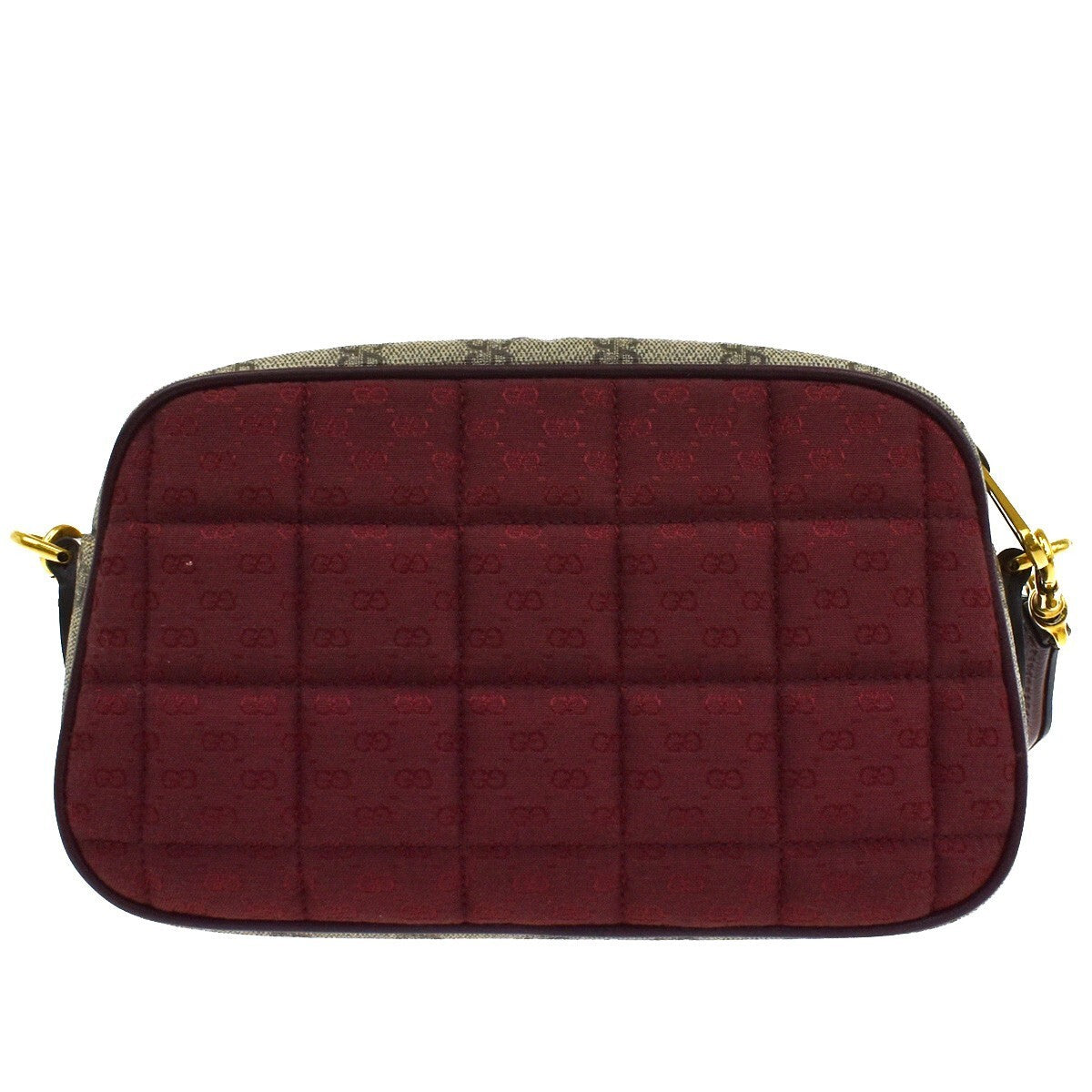GUCCI Marmont GG Pattern Shoulder Bag Supreme Leather Canvas Brown Red 638RF330
