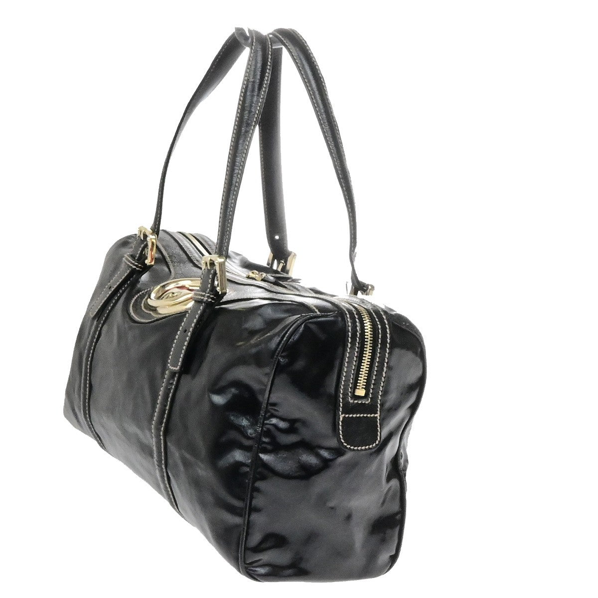 GUCCI Interlocking G Pattern Travel Hand Bag Coating Canvas Leather BK 81YH162