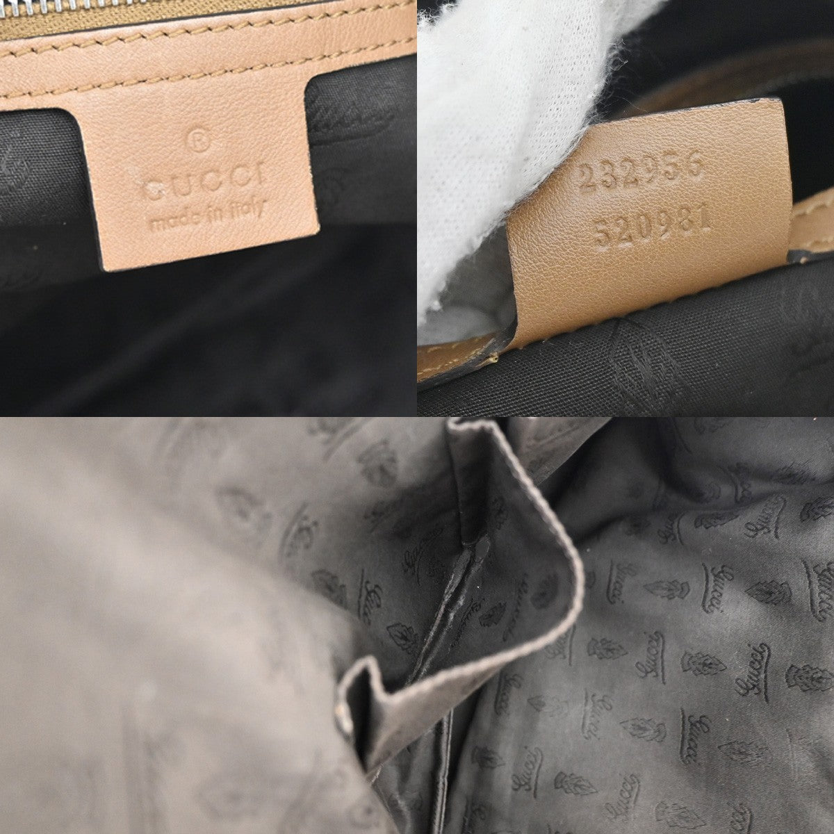 GUCCI Logo Twins Guccissima Shoulder Tote Bag Leather Brown Italy 80YJ201