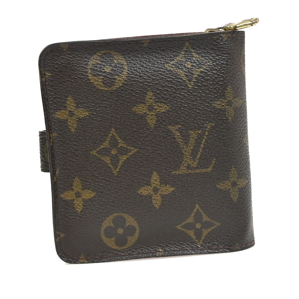 LOUIS VUITTON Compact Zip Bifold Wallet Monogram Leather Brown M61667 09FB576
