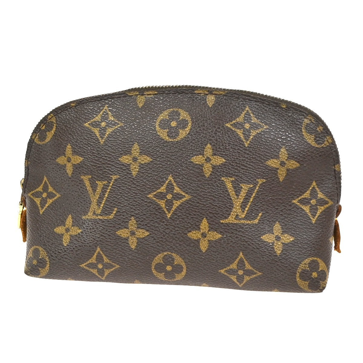 LOUIS VUITTON Logo Pochette Cosmetic Pouch Monogram Leather Brown M47515 02CA745