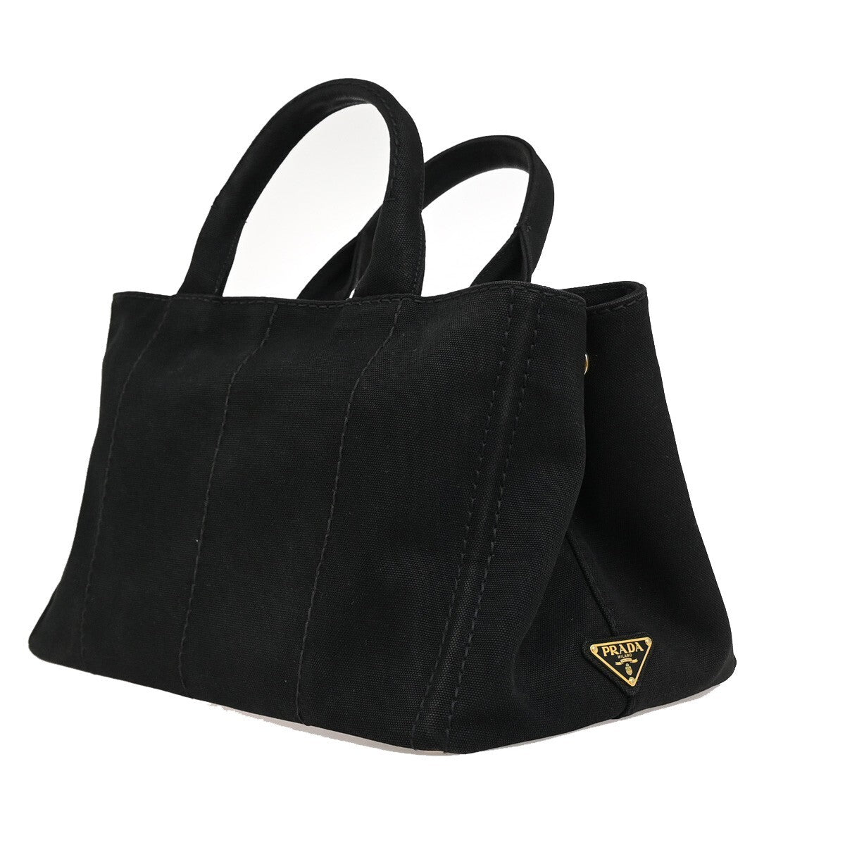 PRADA Logo Canapa 2Way Shoulder Hand Bag Canvas Leather Black GHW Italy 74EE291