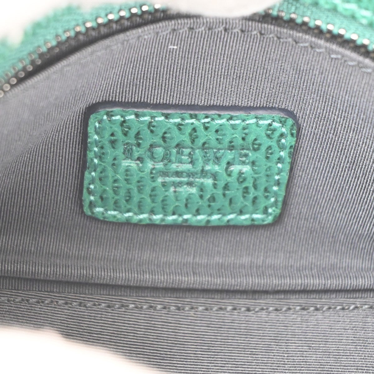 LOEWE Logo Micro Shoulder Bag Embossing Leather Green SHW Spain 98RL620