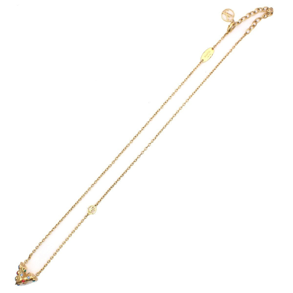 LOUIS VUITTON Essential V Planet Necklace Rhinestone GHW M68920 37EG281