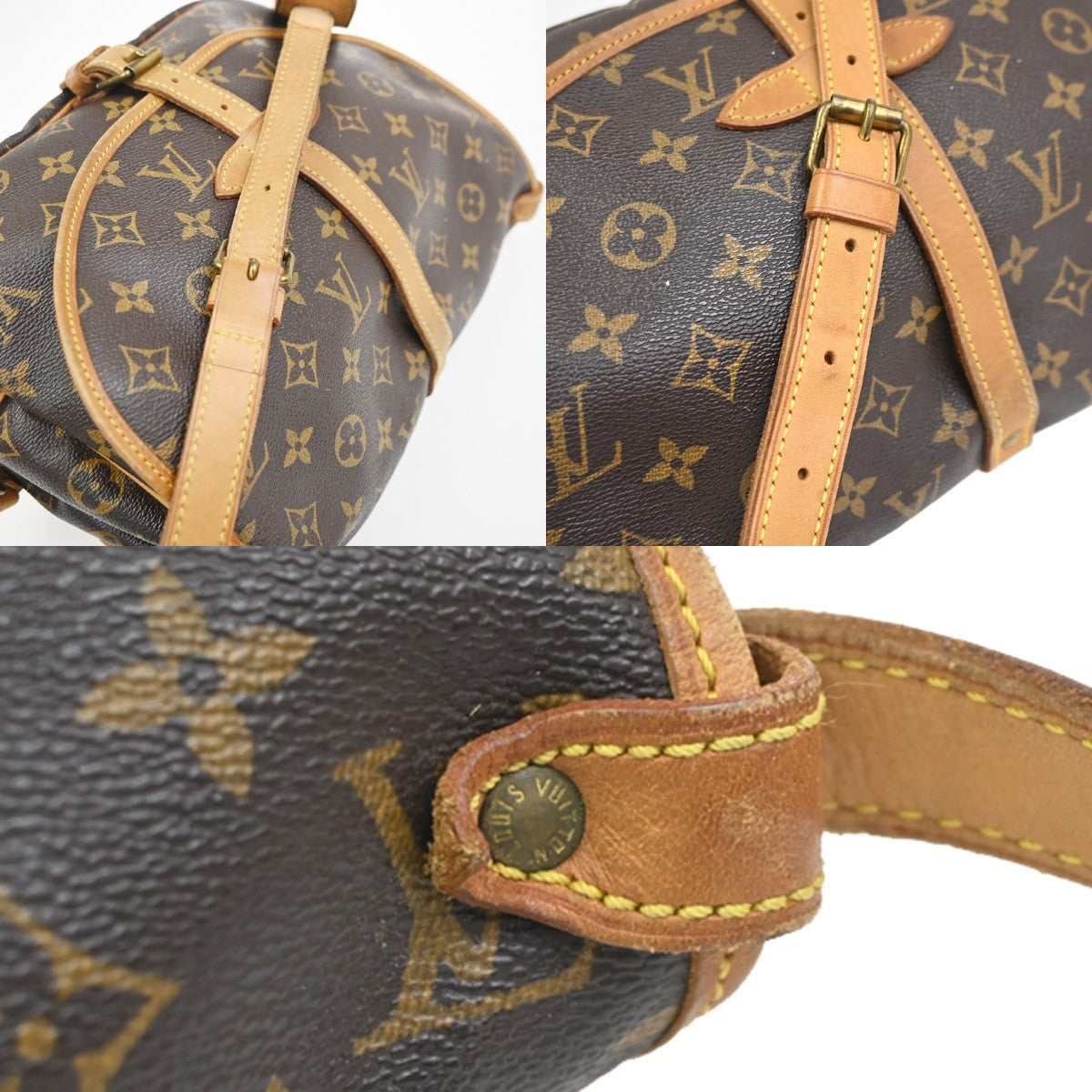 LOUIS VUITTON Logo Saumur 30 Shoulder Bag Monogram Leather Brown M42256 10CA776