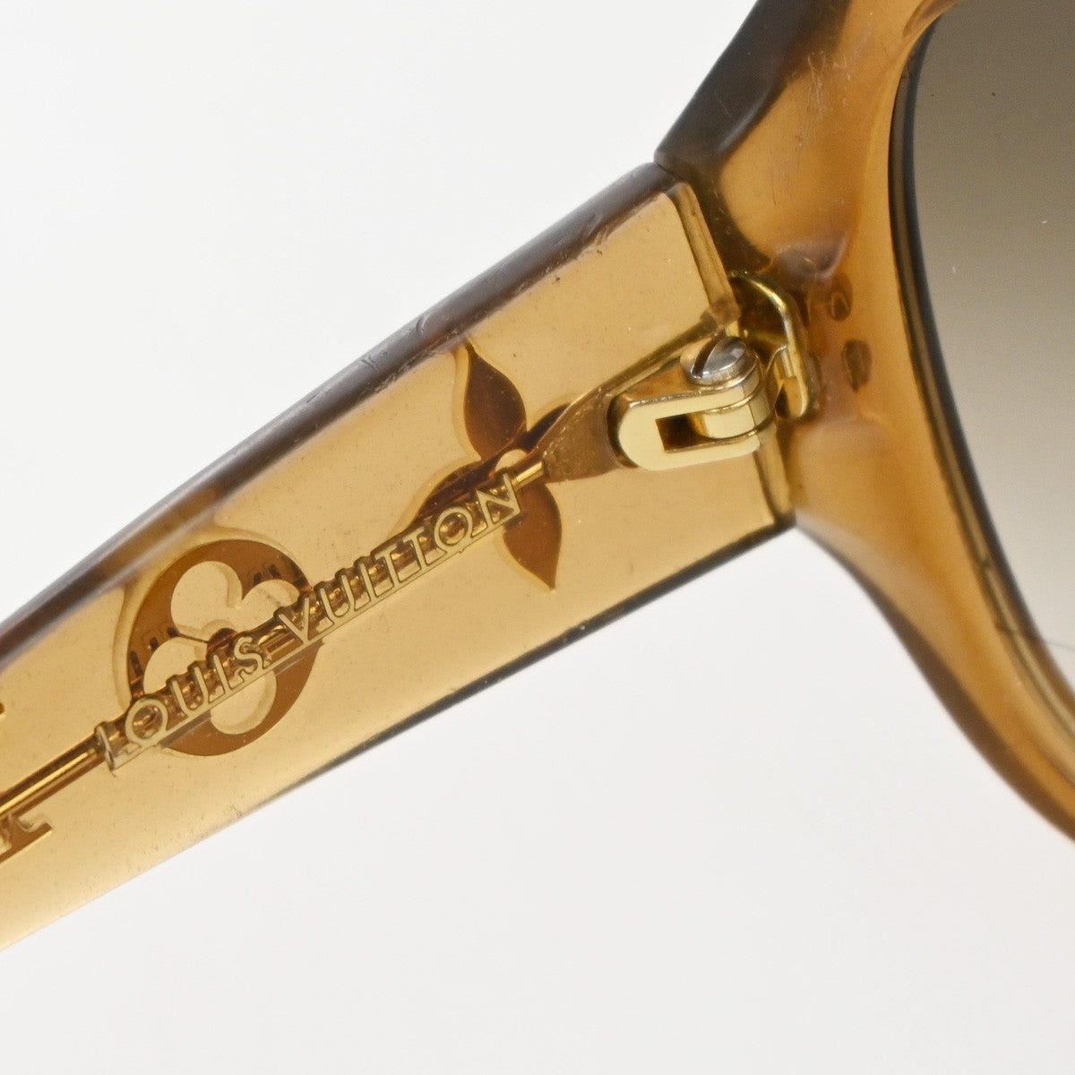 LOUIS VUITTON Glitter Sunglasses Eye Wear Plastic Brown Gold Z0460E 67EG271