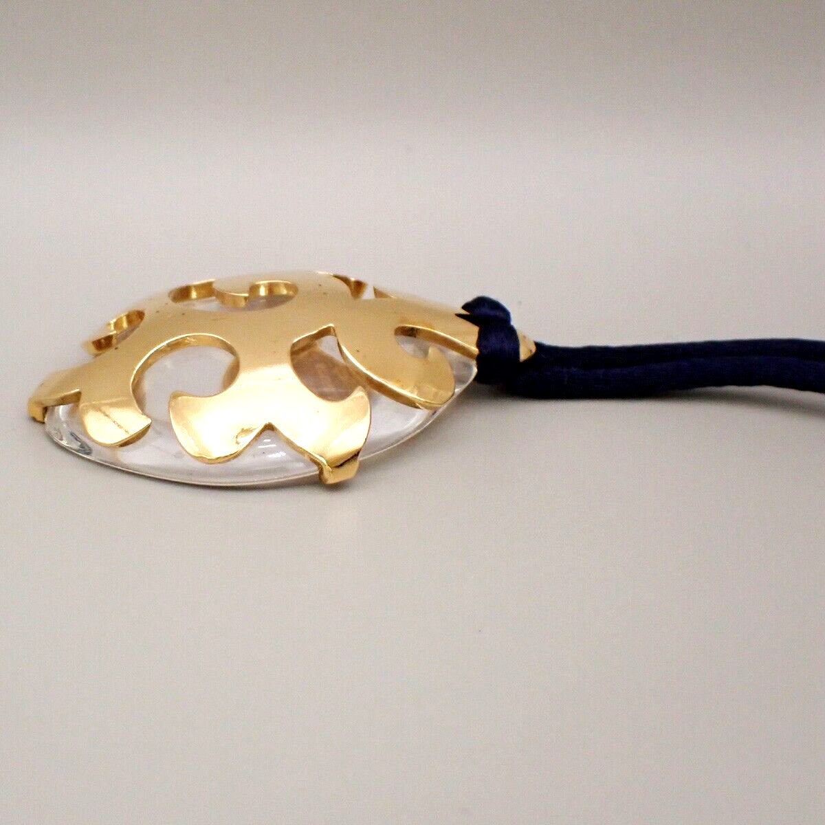 YVES SAINT LAURENT YSL Logo Choker Necklace Pendant GHW Gold-Plated 09KB645