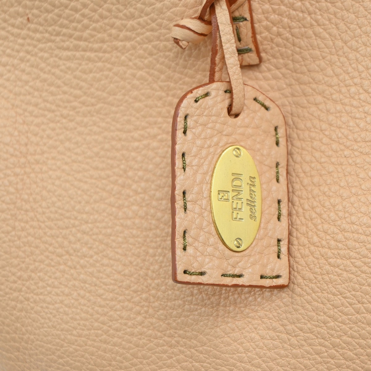 FENDI Selleria Logo Shoulder Tote Hand Bag Charm Leather Orange Italy 87MA291