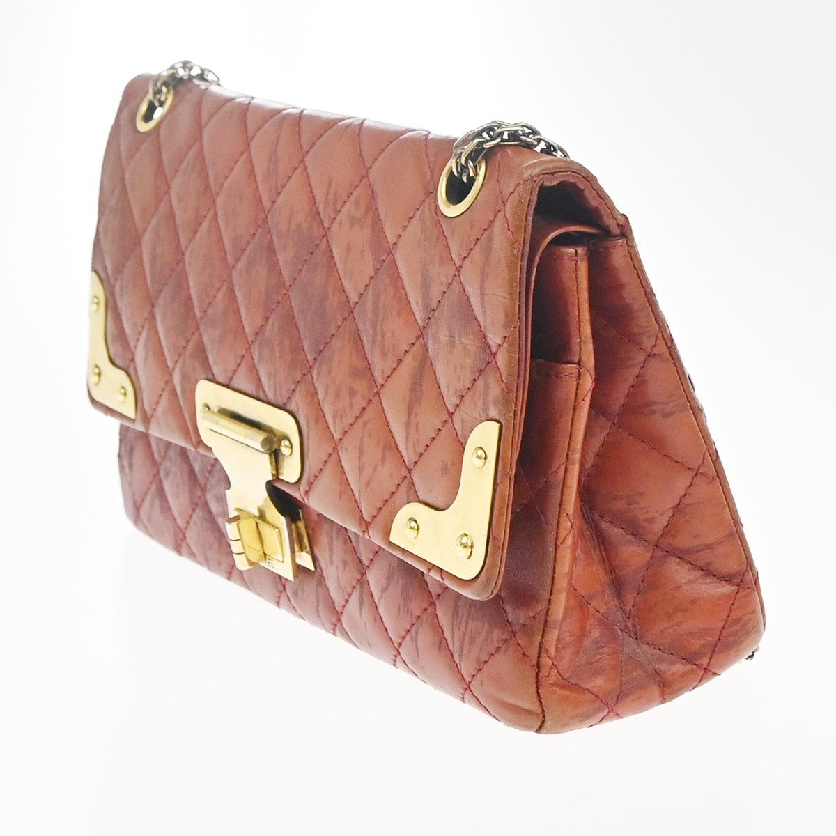 CHANEL Paris-Shanghai 2.55 Double Flap Chain Shoulder Bag Leather Brown 670RL952