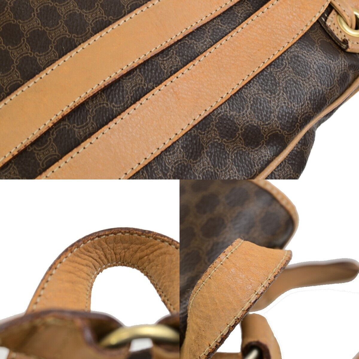 CELINE Logo Macadam Pattern Backpack Bag PVC Leather Brown GHW 67EC951