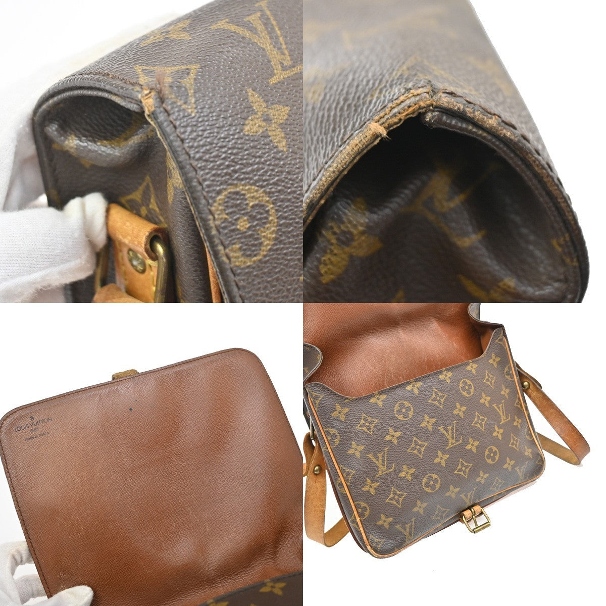 LOUIS VUITTON Cartouchiere MM Shoulder Bag Monogram Leather Brown M51253 69EF874