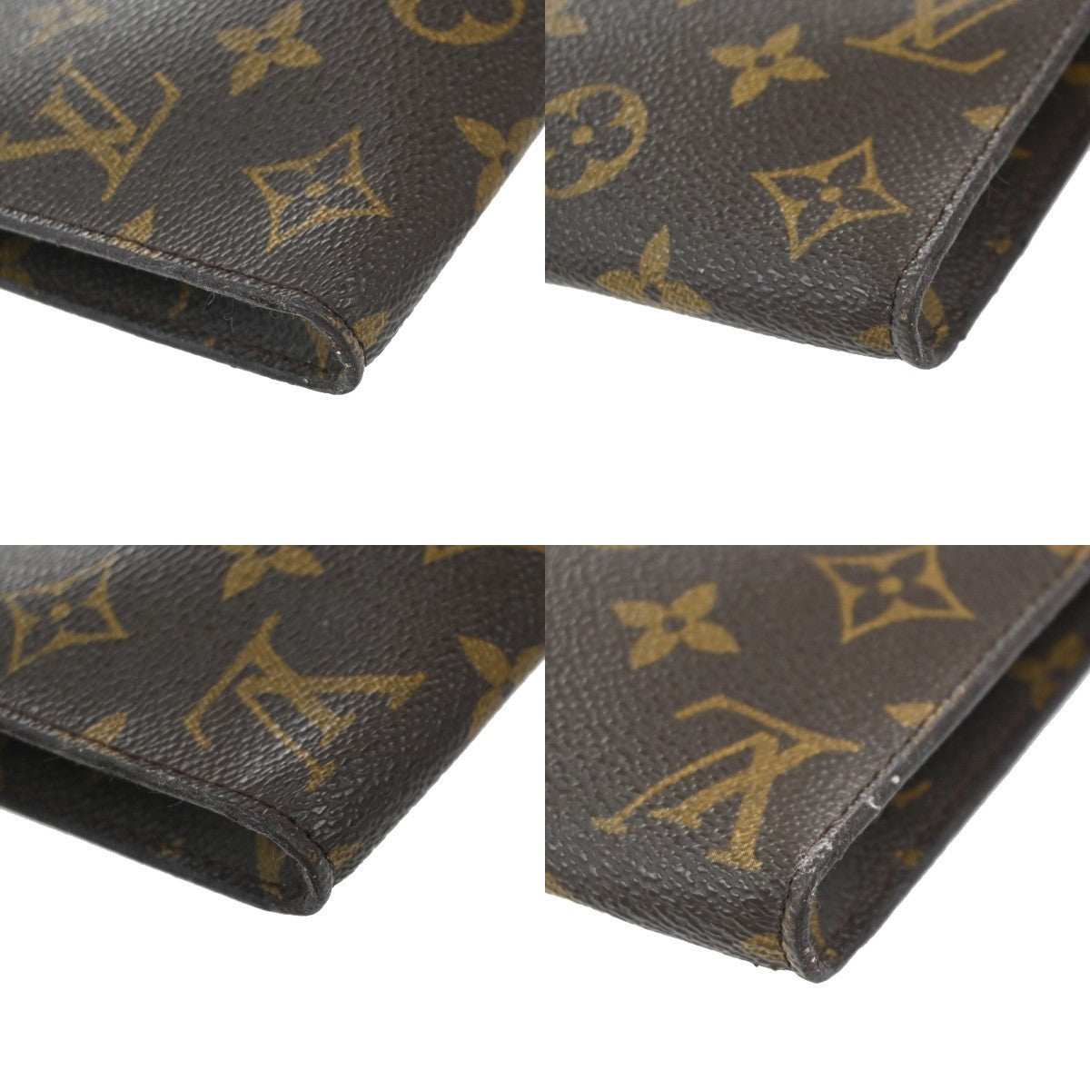 LOUIS VUITTON LV Logo Bucket GM Pouch Bag Monogram Leather Brown Gold 05KP389