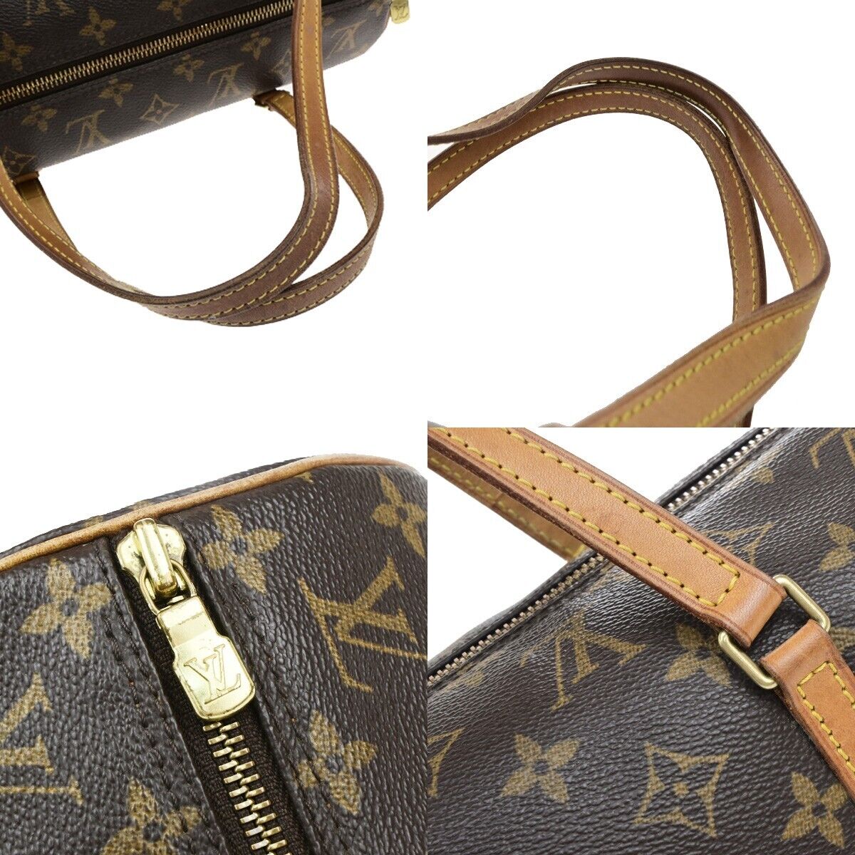LOUIS VUITTON Logo PAPILLON 30 Hand Bag Monogram Leather Brown M51365 86ED925