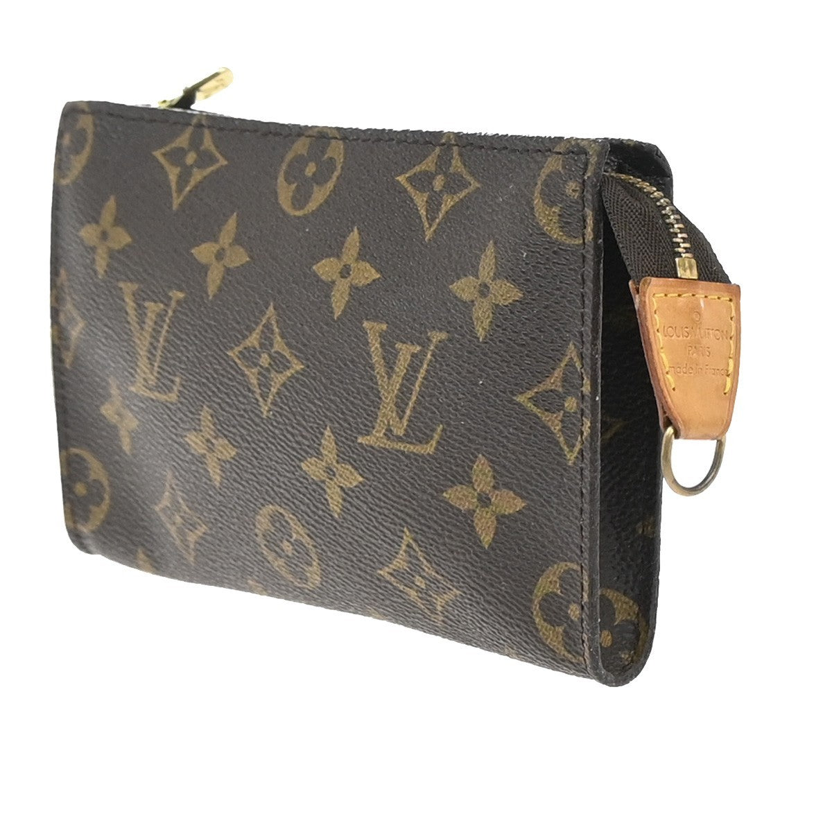 LOUIS VUITTON Logo BUCKET PM Pouch Bag Monogram Leather Brown France 05KP598