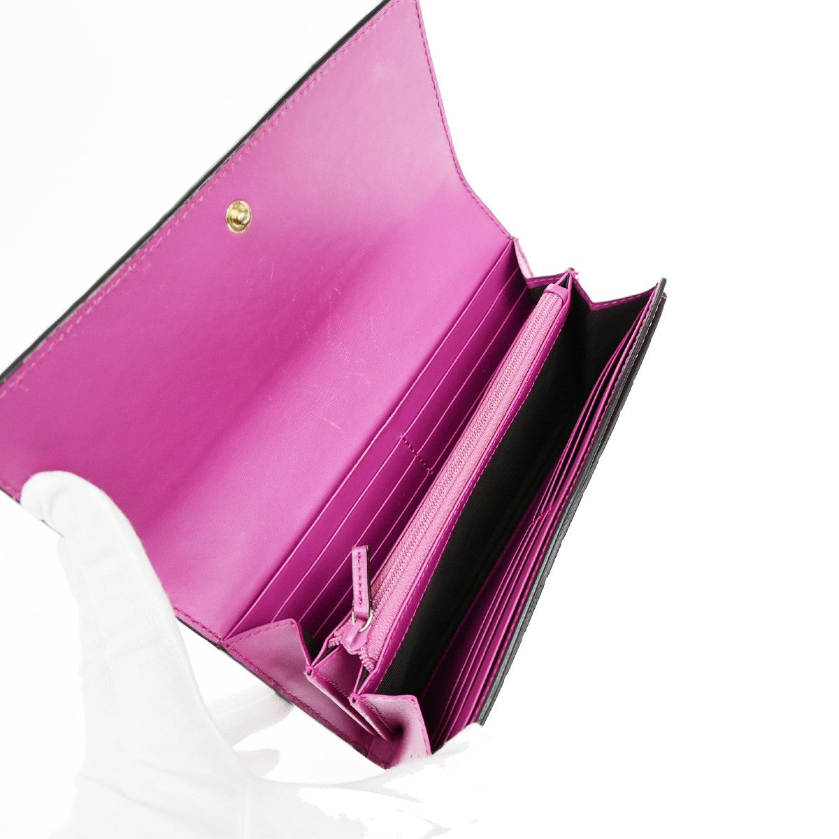 GUCCI Logo Guccissima GG Pattern Long Bifold Wallet Leather Pink GHW 04YH062