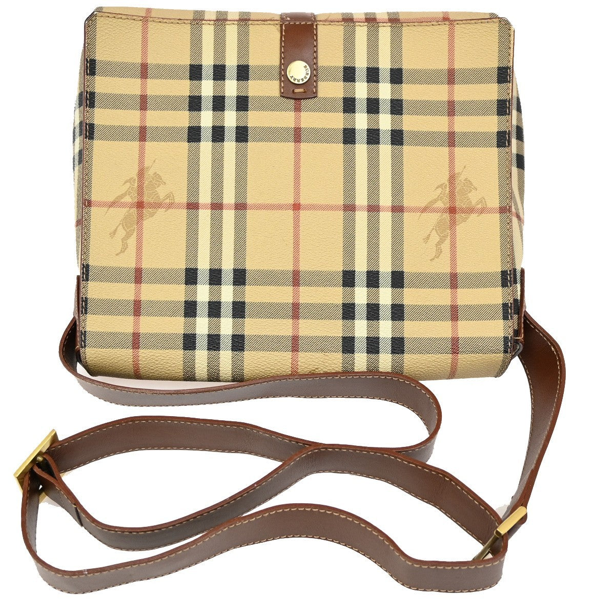 BURBERRY Logo Nova Check Shoulder Bag PVC Leather Brown GHW 31CA247