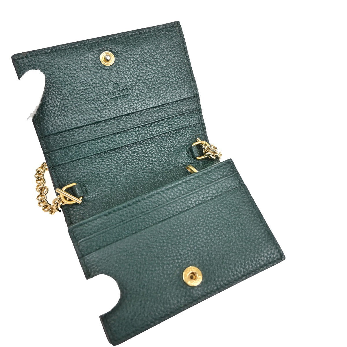 GUCCI G Horsebit Bifold Wallet Leather Green GHW Italy 34RL598