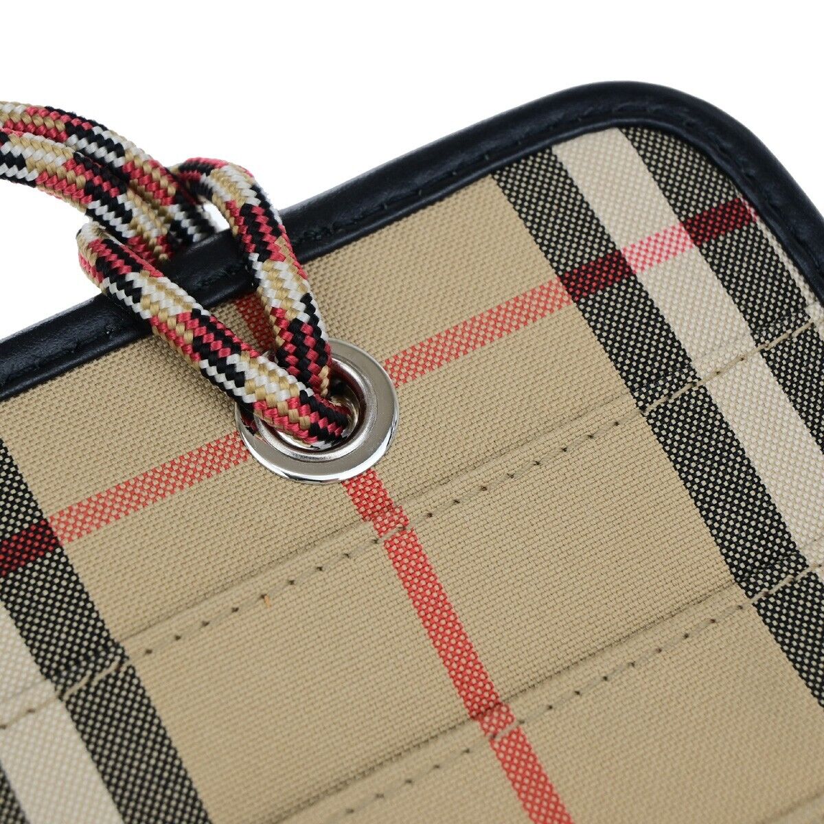 BURBERRY Logo Check Card Case Holder Canvas Leather Brown Black Italy 67EB823