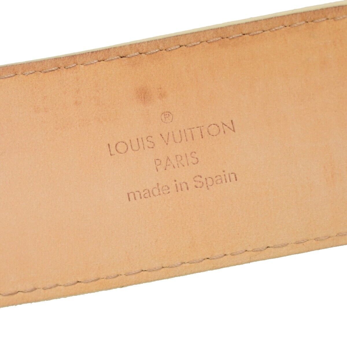LOUIS VUITTON Ceinture Initiales Belt 100/40 Damier Azur Leather White 35FB275
