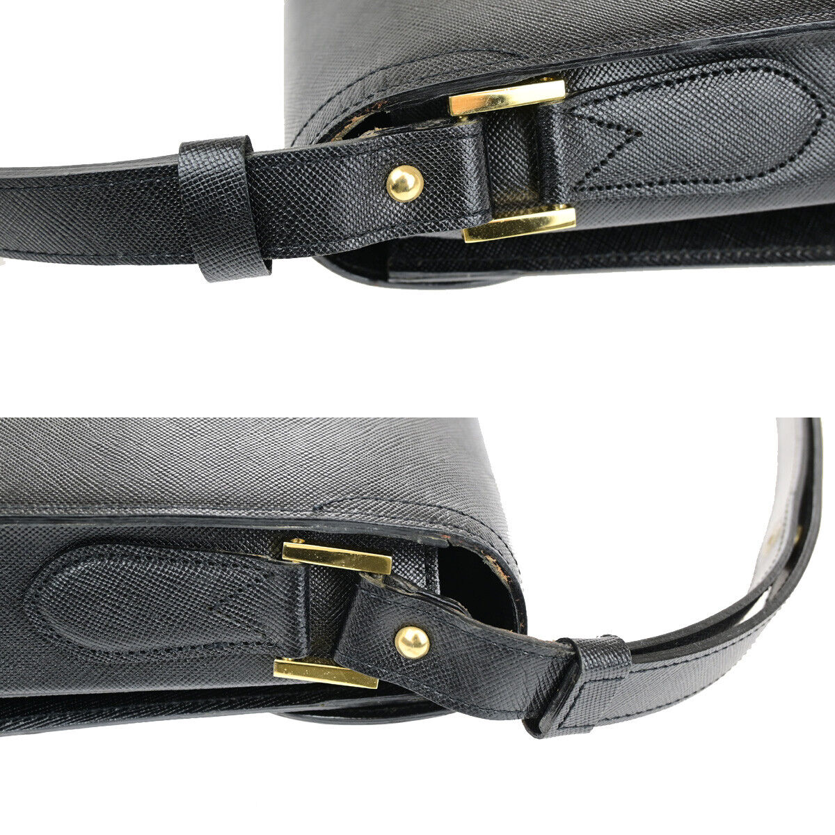 YVES SAINT LAURENT YSL Logo Shoulder Bag Leather Black GHW 83YG375