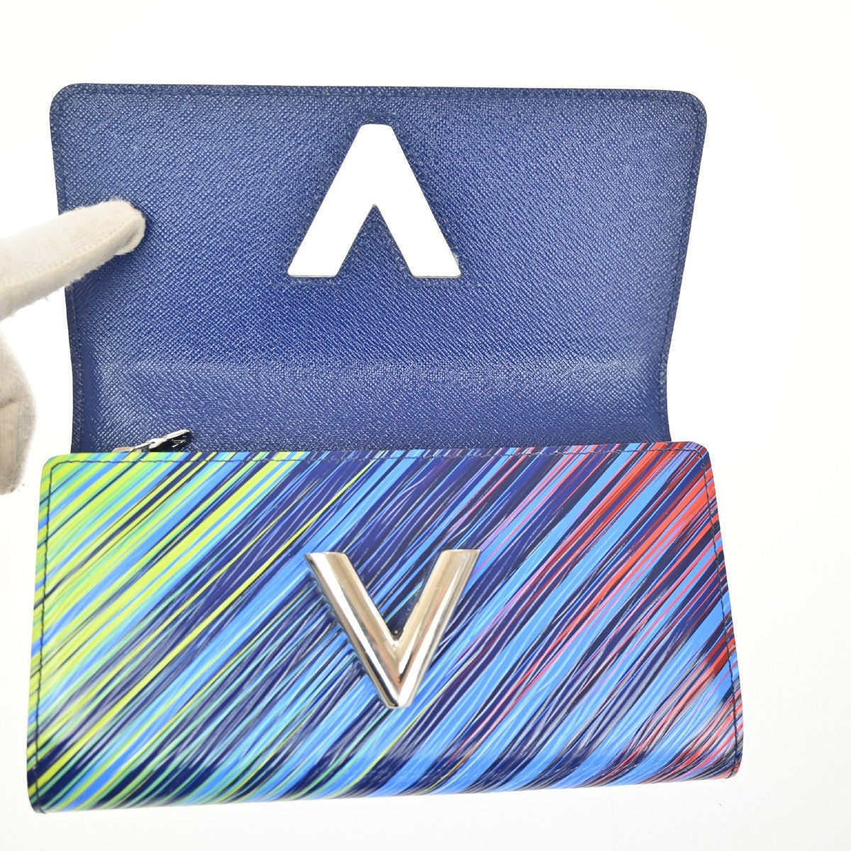 LOUIS VUITTON Portefeuille Twist Bifold Wallet Epi Blue Silver M62263 73TA249