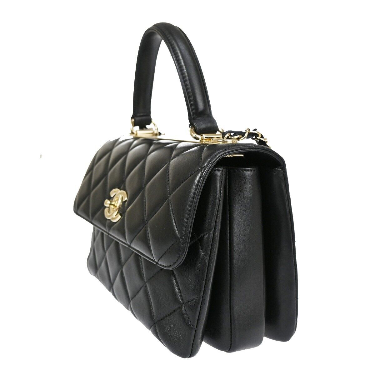 CHANEL CC Logo Matelasse 2Way Shoulder Hand Bag Leather Black GHW Italy 985RH891