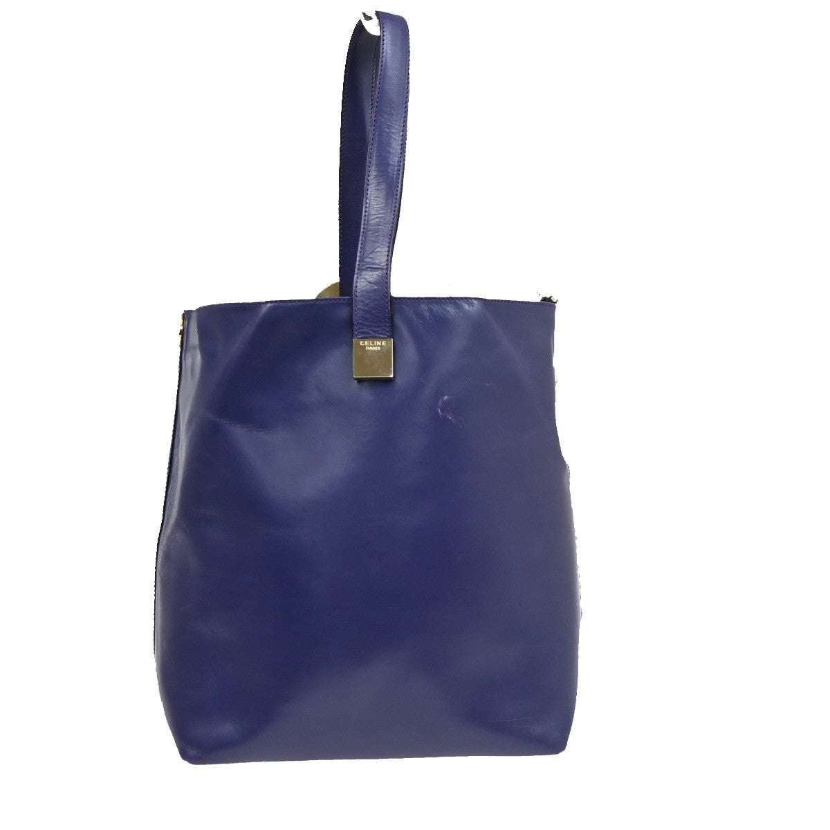 CELINE Circle Logo Shoulder Hand Bag Leather Blue GHW Italy 30CB031