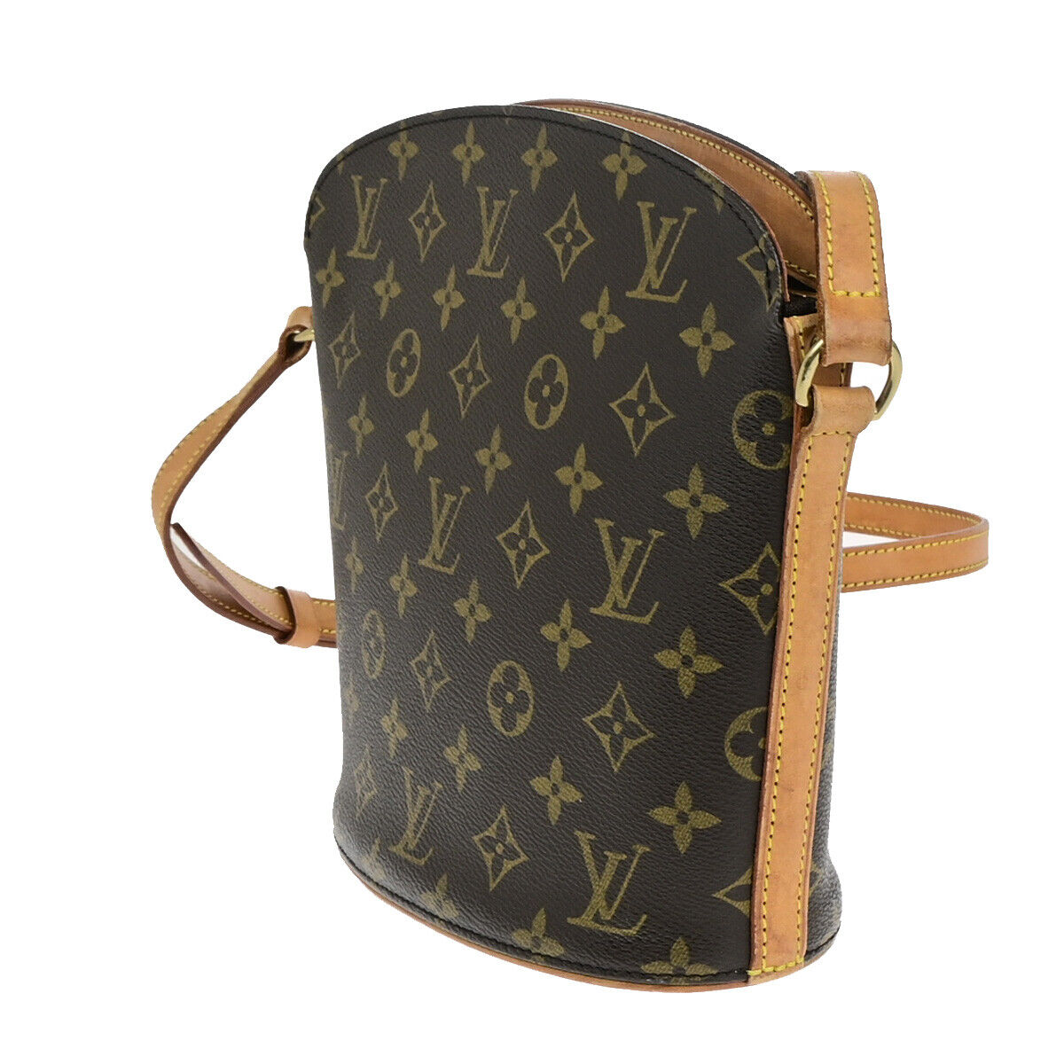 LOUIS VUITTON Logo Drouot Shoulder Bag Monogram Leather Brown M51290 73YF424