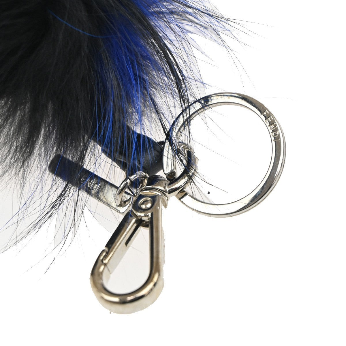 FENDI Karlito Backpack Bag Key Chain Charm Pouch Nylon Leather Fur Black 31KP339