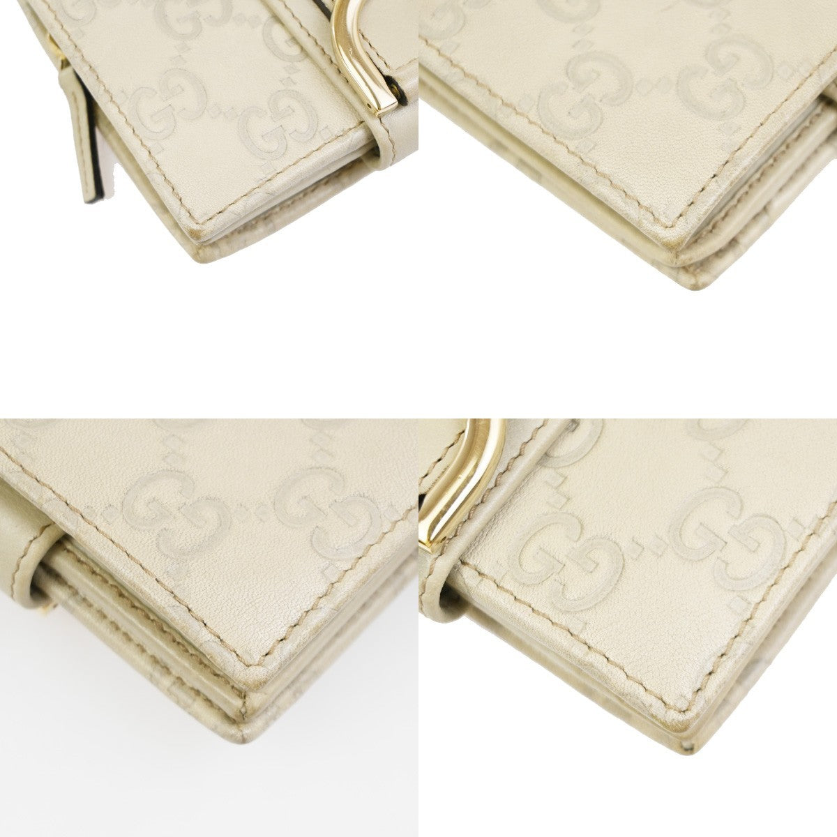 GUCCI GG Pattern Abbey Guccissima Bifold Wallet Leather Beige GHW Italy  05KD083