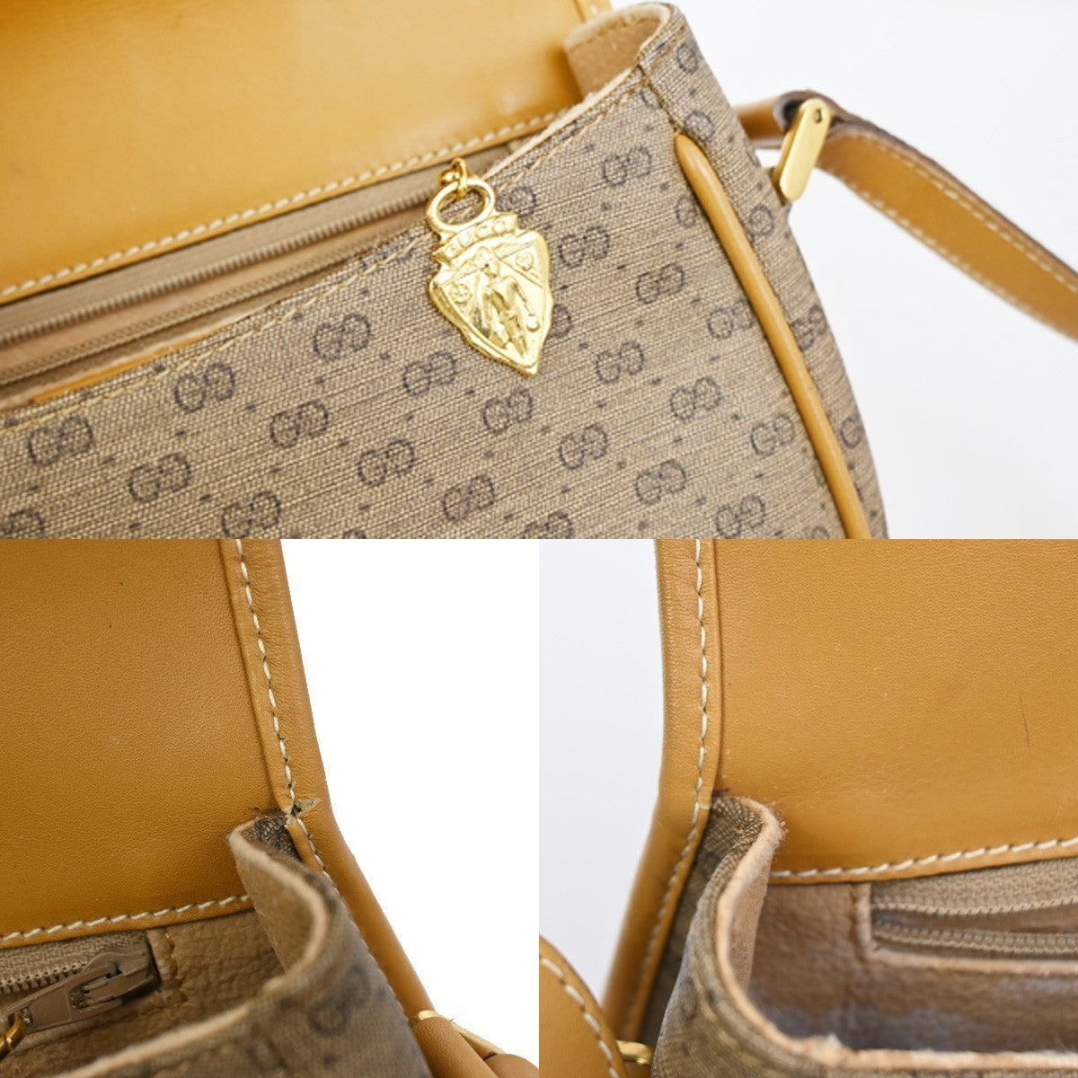 GUCCI Logo Micro GG Pattern Mini Shoulder Bag PVC Leather Brown GHW Itay 69YJ034