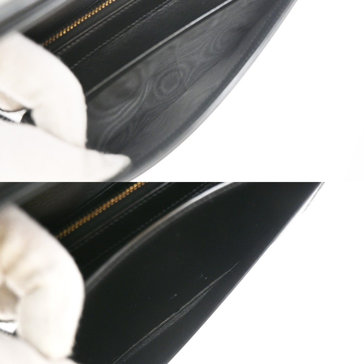 SAINT LAURENT YSL Logo Bifold Long Wallet Leather Black GHW Italy 68KP489