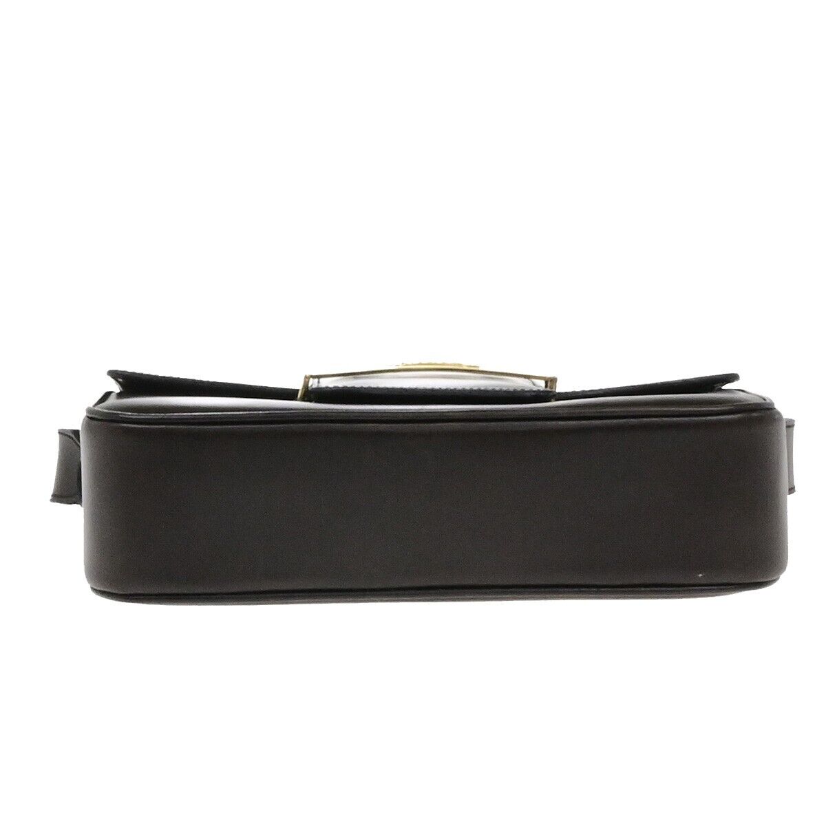 CELINE Horse Carriage Logo Shoulder Bag Leather Brown Gold 32EE092
