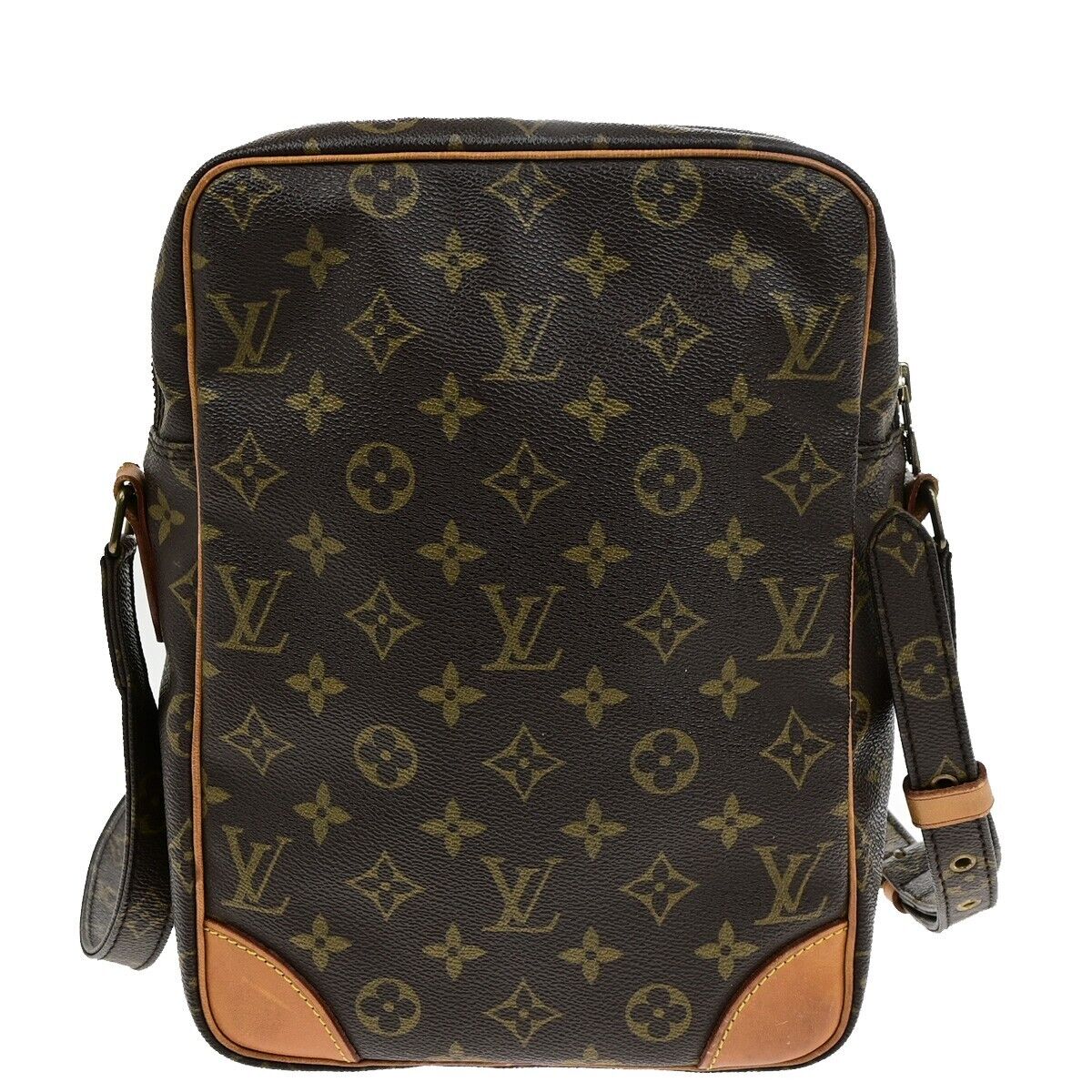 LOUIS VUITTON Logo Danube MM Shoulder Bag Monogram Leather Brown M45264 31ED451