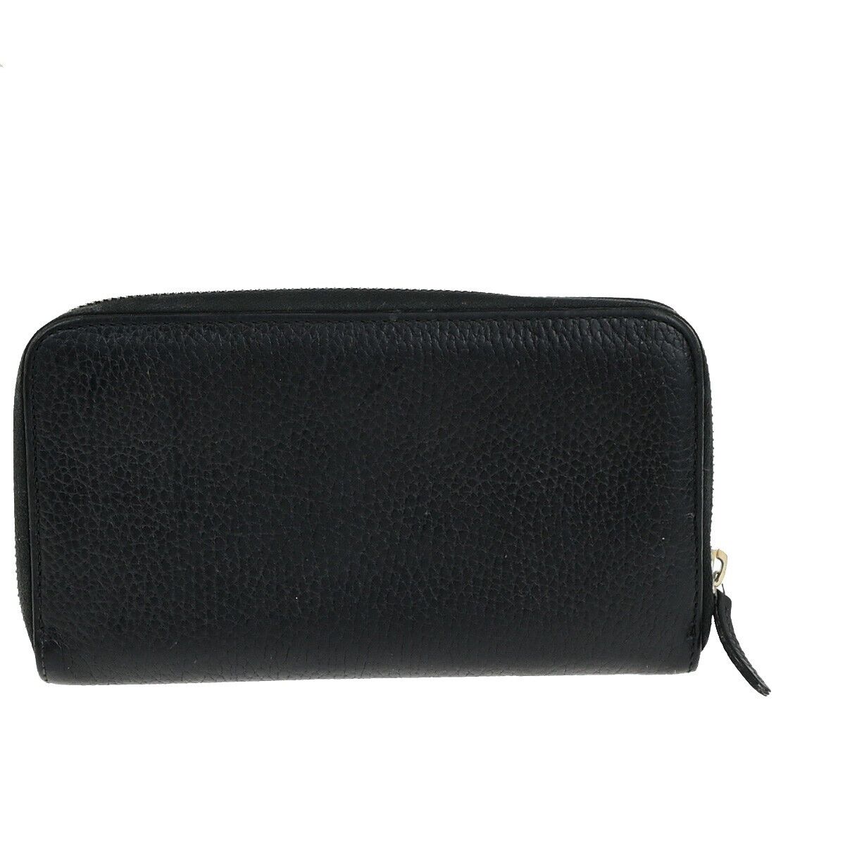 GUCCI Logo Interlocking GG Long Zipper Wallet Leather Black GHW Italy 02ED305