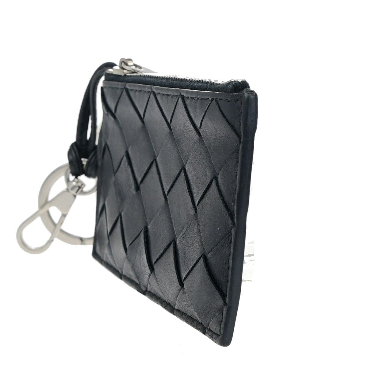 BOTTEGA VENETA Logo Intrecciato Coin Case Wallet Leather Black Italy 66EC617