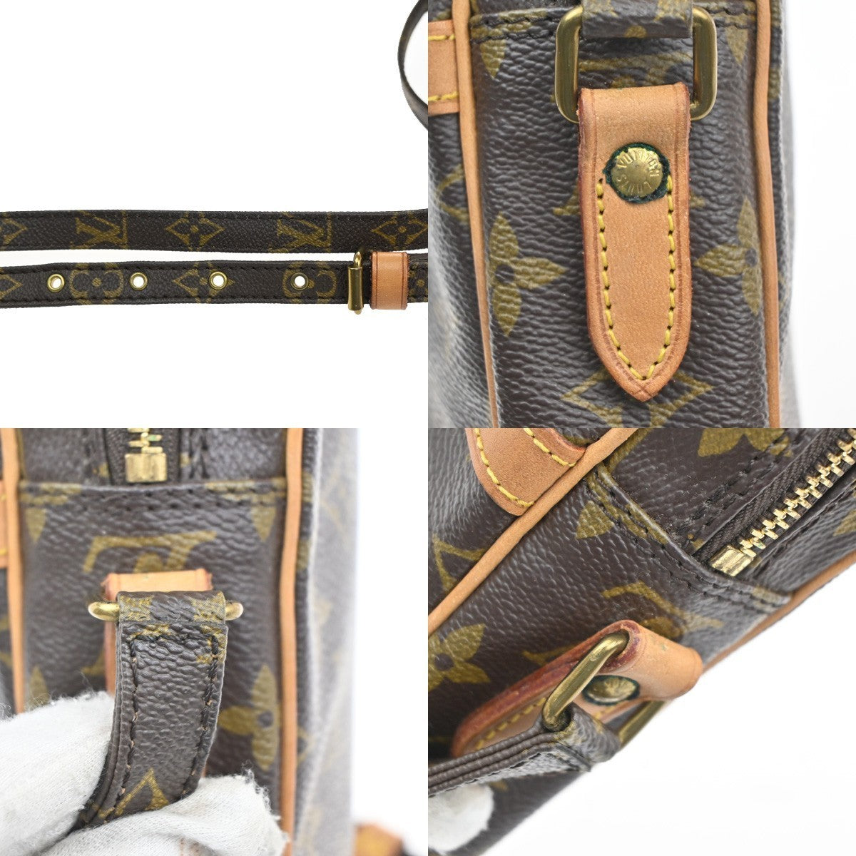 LOUIS VUITTON Danube Shoulder Bag Monogram Leather Brown France M45266 89MA077